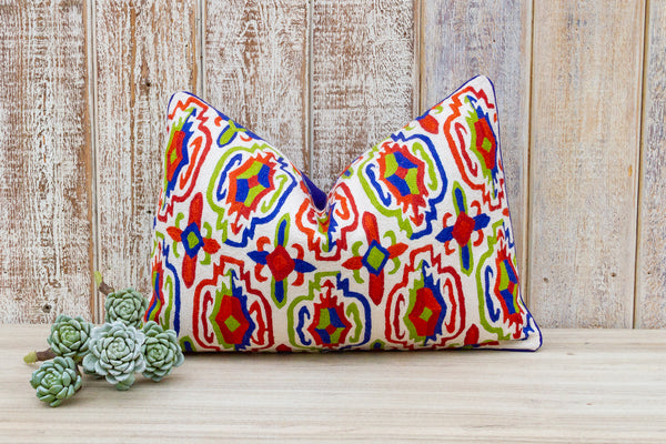 Tribal Moroccan Wool Embroidered Throw Pillow Cover