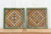 Set of Two, Antique Multicolor Lattice Windows