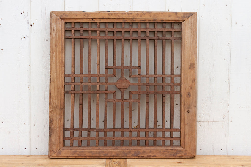 Antique Asian Oxidized Wooden Window