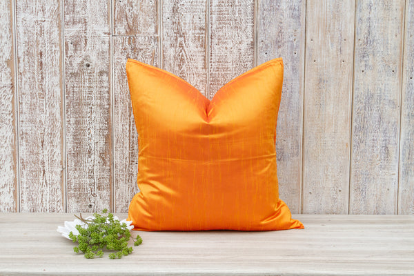 Tangerine Large Square Indian Silk Pillow Cover