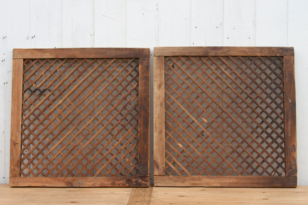 Pair of Antique Wooden Lattice Panels