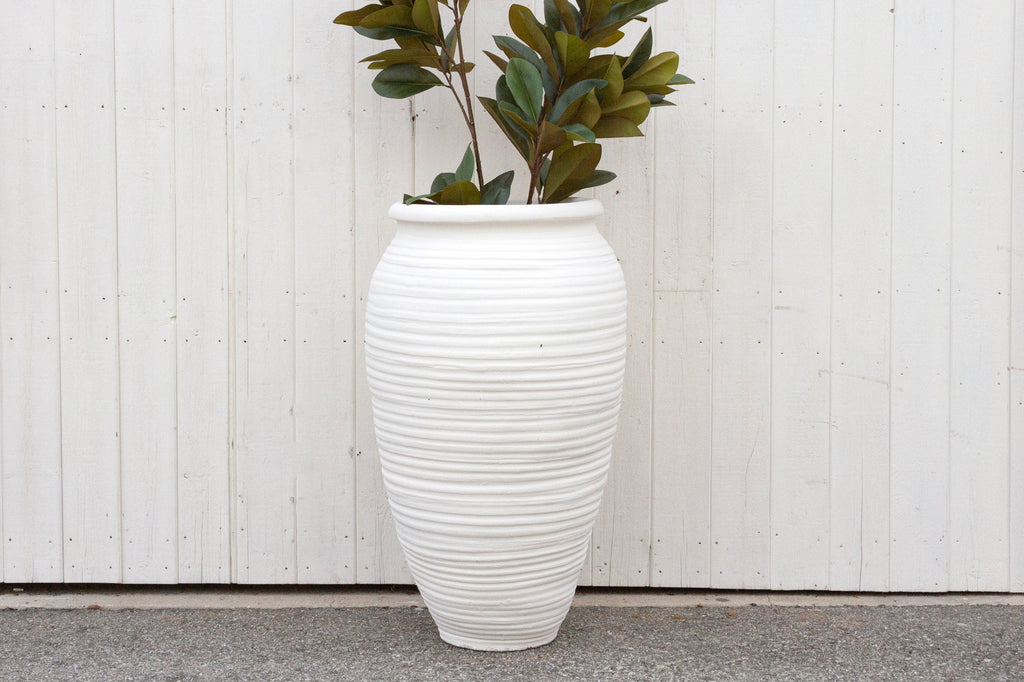 Tall Terracotta White Planter