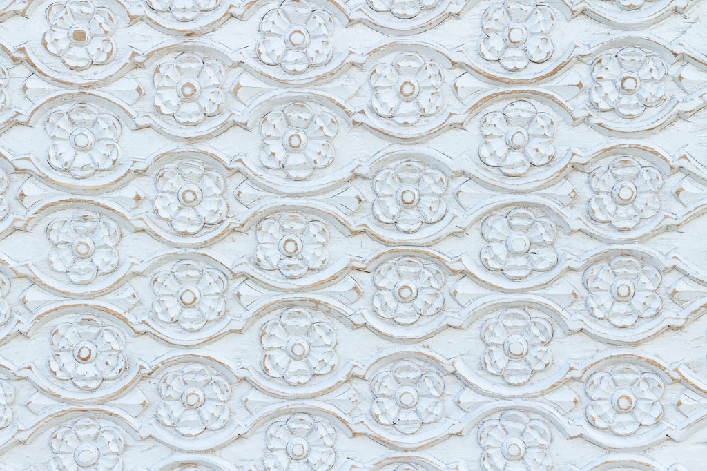 Exquisite Finely Carved Whitewash Wall Panel
