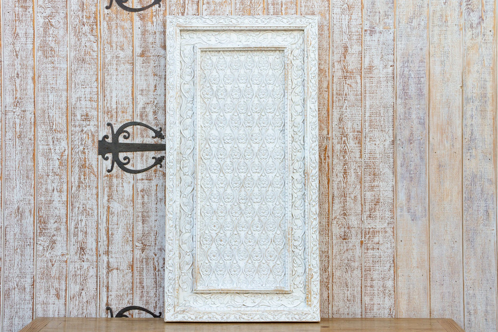 Exquisite Finely Carved Whitewash Wall Panel (Trade)
