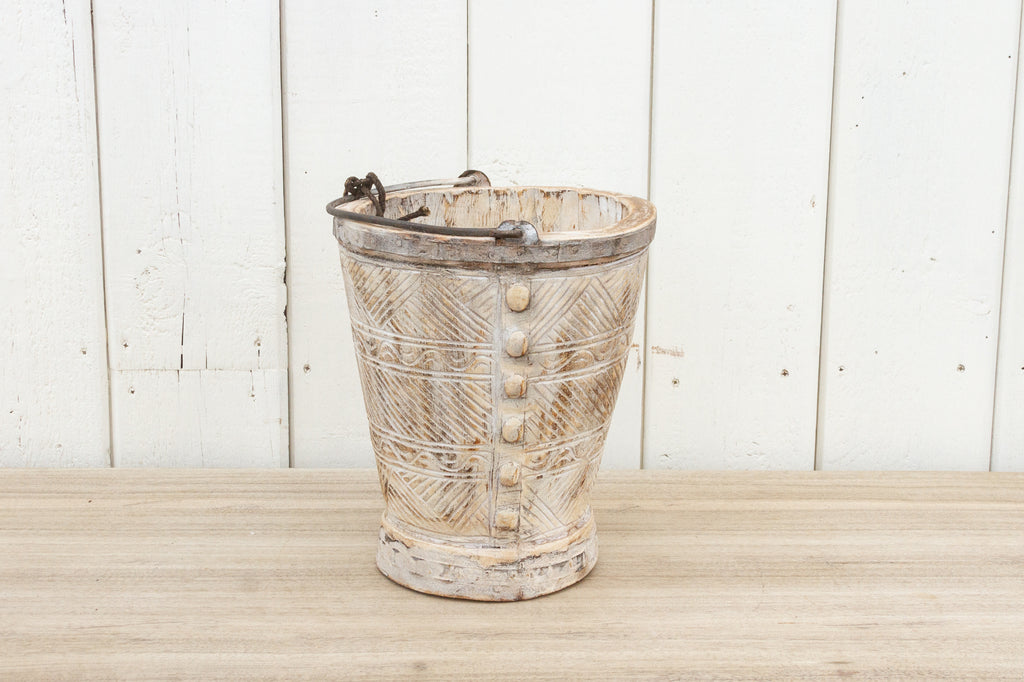 Vintage Himachal Carved Bucket