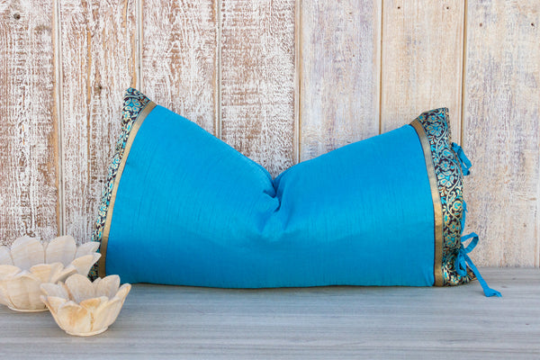 Neela Large Festive Indian Silk Queen Lumbar Pillow Cover