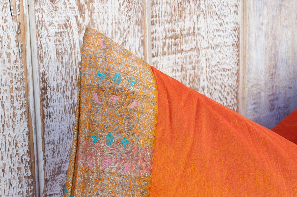 Joy Large Festive Indian Silk Queen Lumbar Pillow Cover
