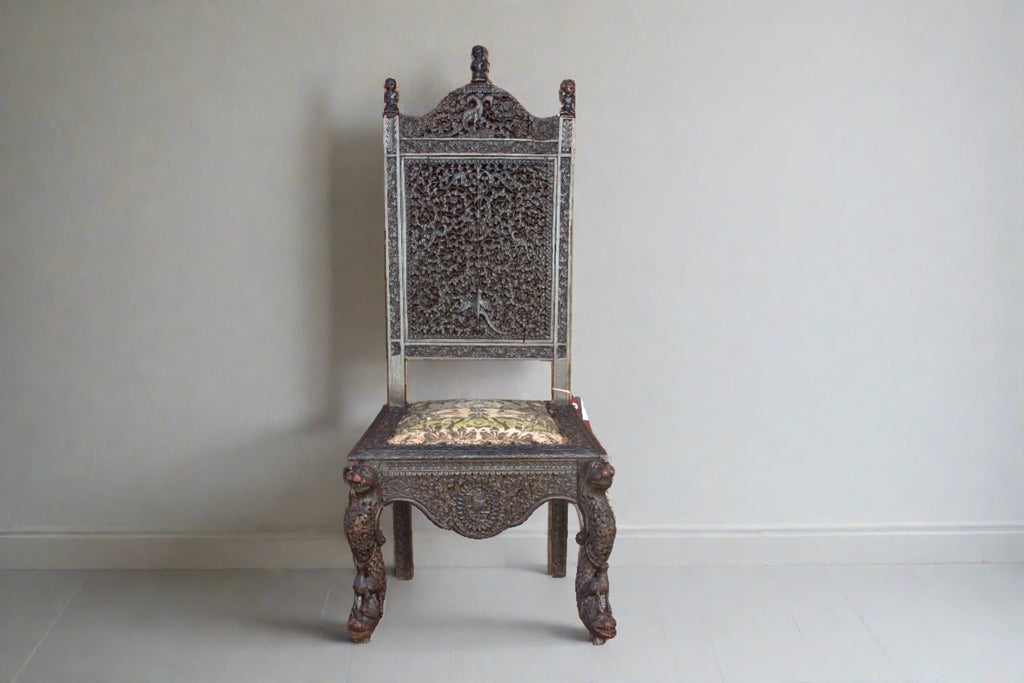 Rare Carved Anglo Indian Chair