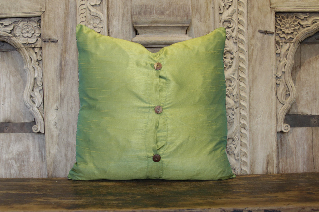 Small Mandala Green Heritage Silk Pillow (Trade)