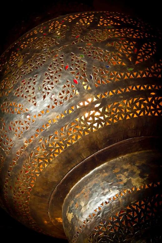 Aged pierced brass Moroccan lantern (Trade)