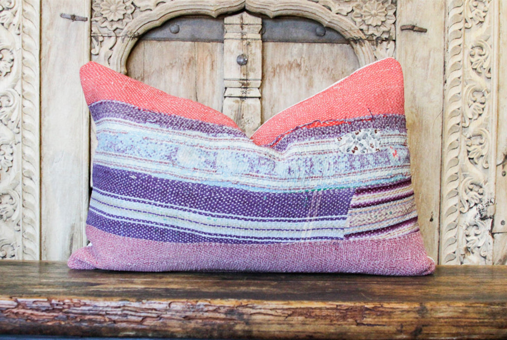 Nishil Bengal Kantha Lumbar Pillow, Pair (Trade)