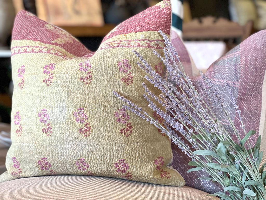 Syra Vintage Square Boho Kantha Pillow Cover– DE-COR Globally