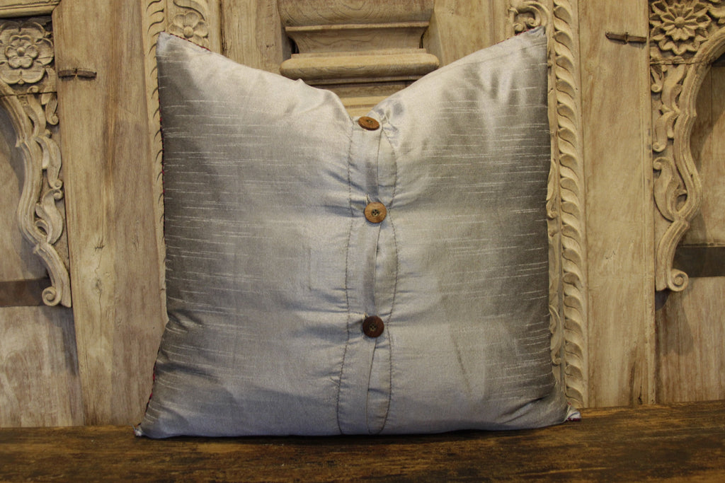 Small Bold Gray Heritage Silk Pillow (Trade)