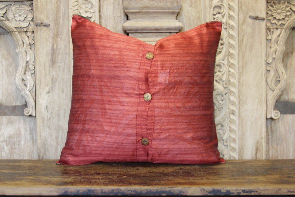 Small Festive Red Heritage Silk Pillow (Trade)